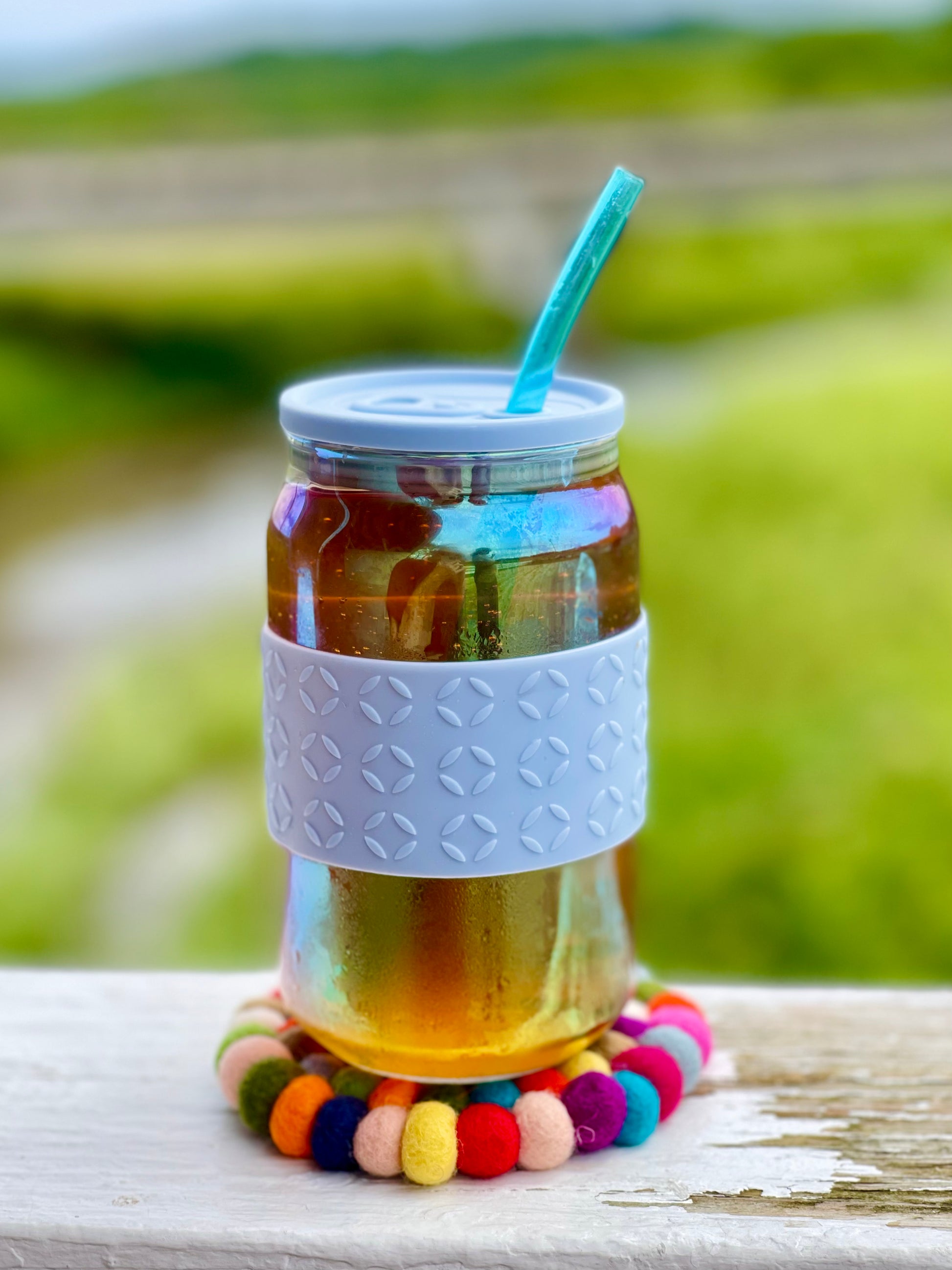 Boho Coaster is perfect for any beverage iced or hot! *Glass drinking jar not included.